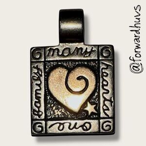 Sterling Silver Pendant – “Many Hearts One Family” – 1” Square – 8.63g
